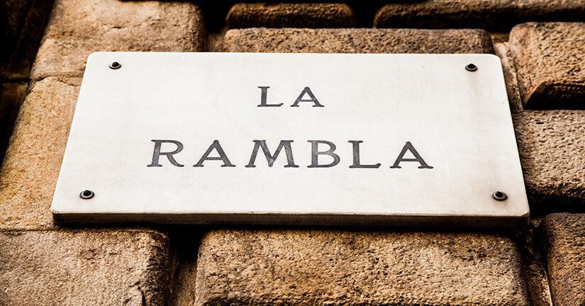 שלט שדרות הרמבלס המפורסם בעיר ברצלונה